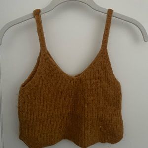 fuzzy mustard yellow crop top